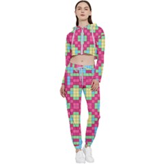 Checkerboard-squares-abstract---- Cropped Zip Up Lounge Set by Semog4