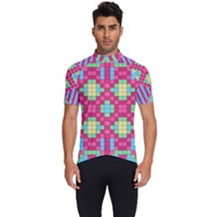 Checkerboard-squares-abstract---- Men s Short Sleeve Cycling Jersey