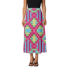 Checkerboard-squares-abstract---- Classic Midi Chiffon Skirt