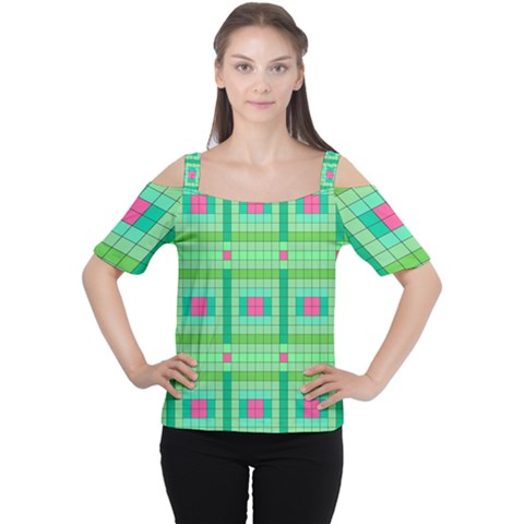 Checkerboard-squares-abstract-- Cutout Shoulder Tee by Semog4