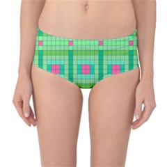 Checkerboard-squares-abstract-- Mid-waist Bikini Bottoms by Semog4