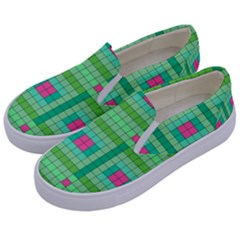 Checkerboard-squares-abstract-- Kids  Canvas Slip Ons by Semog4