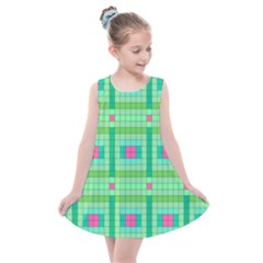 Checkerboard-squares-abstract-- Kids  Summer Dress by Semog4