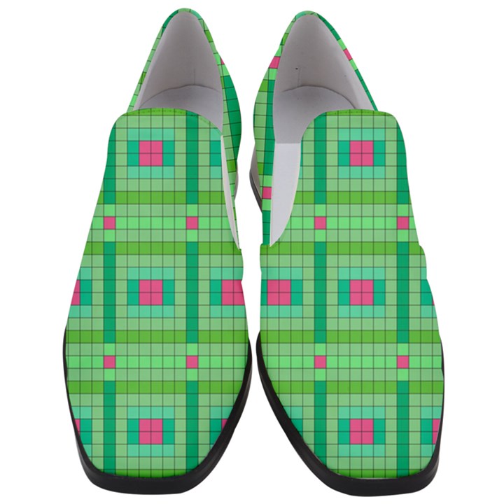 Checkerboard-squares-abstract-- Women Slip On Heel Loafers