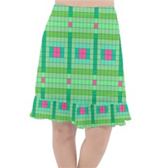 Checkerboard-squares-abstract-- Fishtail Chiffon Skirt by Semog4