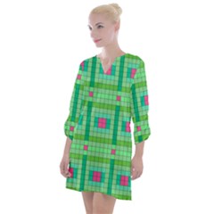 Checkerboard-squares-abstract-- Open Neck Shift Dress by Semog4