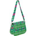 Checkerboard-squares-abstract-- Saddle Handbag View1