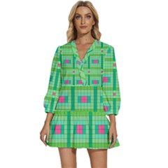 Checkerboard-squares-abstract-- V-neck Placket Mini Dress by Semog4