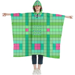 Checkerboard-squares-abstract-- Women s Hooded Rain Ponchos