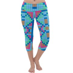 Checkerboard-squares-abstract Capri Yoga Leggings by Semog4