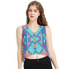 Checkerboard-squares-abstract V-neck Cropped Tank Top by Semog4