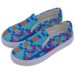 Checkerboard-squares-abstract Kids  Canvas Slip Ons by Semog4