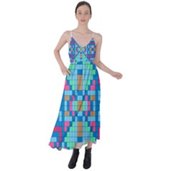 Checkerboard-squares-abstract Tie Back Maxi Dress by Semog4