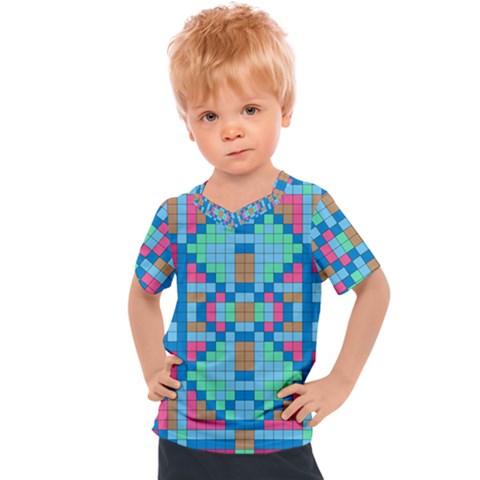 Checkerboard-squares-abstract Kids  Sports Tee by Semog4