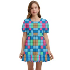 Checkerboard-squares-abstract Kids  Short Sleeve Dolly Dress by Semog4