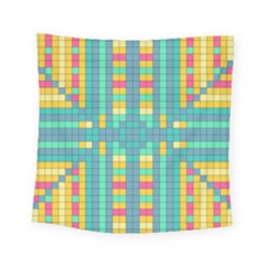 Checkerboard-squares-abstract- Square Tapestry (small) by Semog4