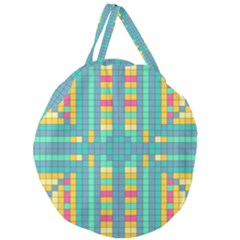 Checkerboard-squares-abstract- Giant Round Zipper Tote by Semog4