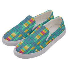 Checkerboard-squares-abstract- Men s Canvas Slip Ons by Semog4