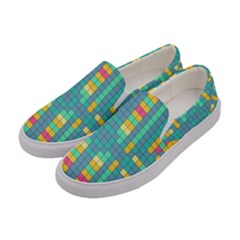 Checkerboard-squares-abstract- Women s Canvas Slip Ons by Semog4