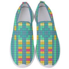 Checkerboard-squares-abstract- Men s Slip On Sneakers by Semog4