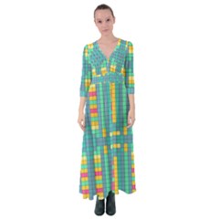 Checkerboard-squares-abstract- Button Up Maxi Dress by Semog4