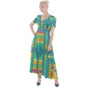 Checkerboard-squares-abstract- Button Up Short Sleeve Maxi Dress View1