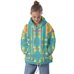 Checkerboard-squares-abstract- Kids  Oversized Hoodie