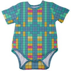 Checkerboard-squares-abstract- Baby Short Sleeve Bodysuit by Semog4