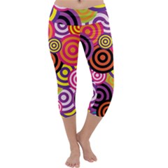 Abstract-circles-background-retro Capri Yoga Leggings by Semog4