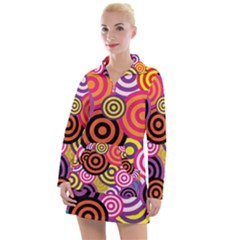 Abstract-circles-background-retro Women s Long Sleeve Casual Dress