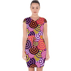 Abstract-circles-background-retro Capsleeve Drawstring Dress 