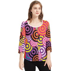 Abstract-circles-background-retro Chiffon Quarter Sleeve Blouse by Semog4