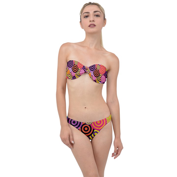 Abstract-circles-background-retro Classic Bandeau Bikini Set