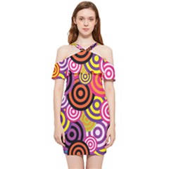 Abstract-circles-background-retro Shoulder Frill Bodycon Summer Dress by Semog4