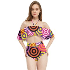 Abstract-circles-background-retro Halter Flowy Bikini Set  by Semog4