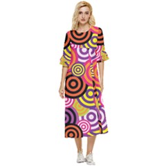 Abstract-circles-background-retro Double Cuff Midi Dress by Semog4