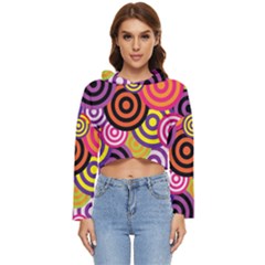 Abstract-circles-background-retro Women s Lightweight Cropped Hoodie by Semog4