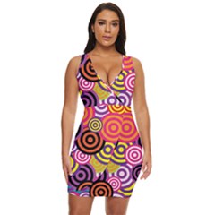 Abstract-circles-background-retro Draped Bodycon Dress by Semog4