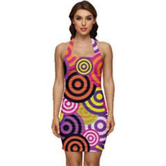 Abstract-circles-background-retro Sleeveless Wide Square Neckline Ruched Bodycon Dress by Semog4