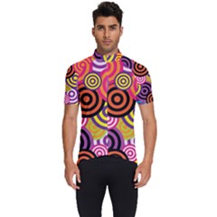 Abstract-circles-background-retro Men s Short Sleeve Cycling Jersey by Semog4