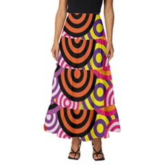 Abstract-circles-background-retro Tiered Ruffle Maxi Skirt