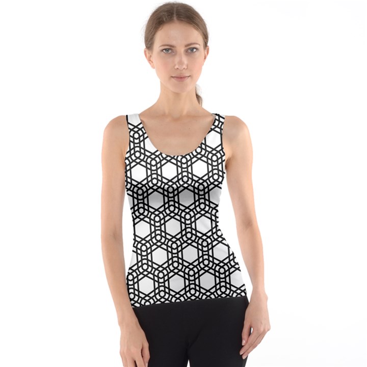 Geometric-floral-curved-shape-motif Tank Top