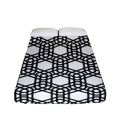 Geometric-floral-curved-shape-motif Fitted Sheet (full/ Double Size) by Semog4