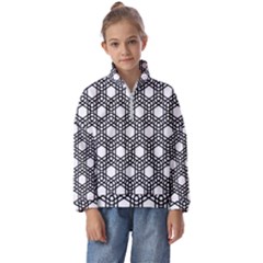 Geometric-floral-curved-shape-motif Kids  Half Zip Hoodie