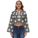 Geometric-floral-curved-shape-motif Boho Long Bell Sleeve Top View1