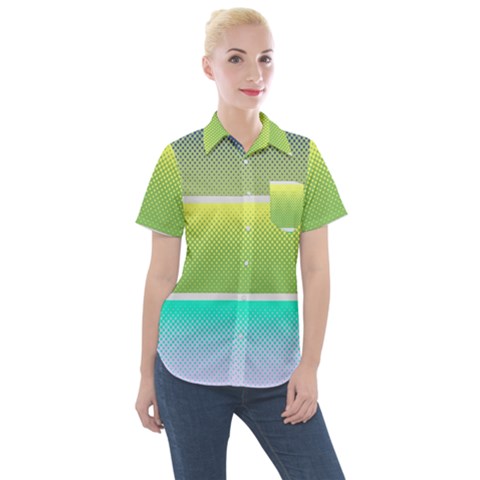 Pattern-banner-background-dot-set Women s Short Sleeve Pocket Shirt by Semog4