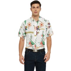 Floral-backdrop-pattern-flower Men s Short Sleeve Pocket Shirt  by Semog4