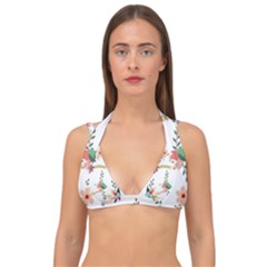 Floral-backdrop-pattern-flower Double Strap Halter Bikini Top by Semog4