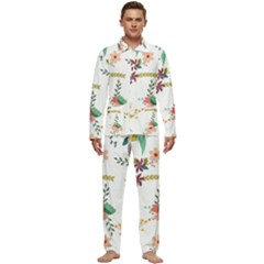 Floral-backdrop-pattern-flower Men s Long Sleeve Velvet Pocket Pajamas Set by Semog4