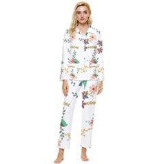 Floral-backdrop-pattern-flower Womens  Long Sleeve Velvet Pocket Pajamas Set by Semog4